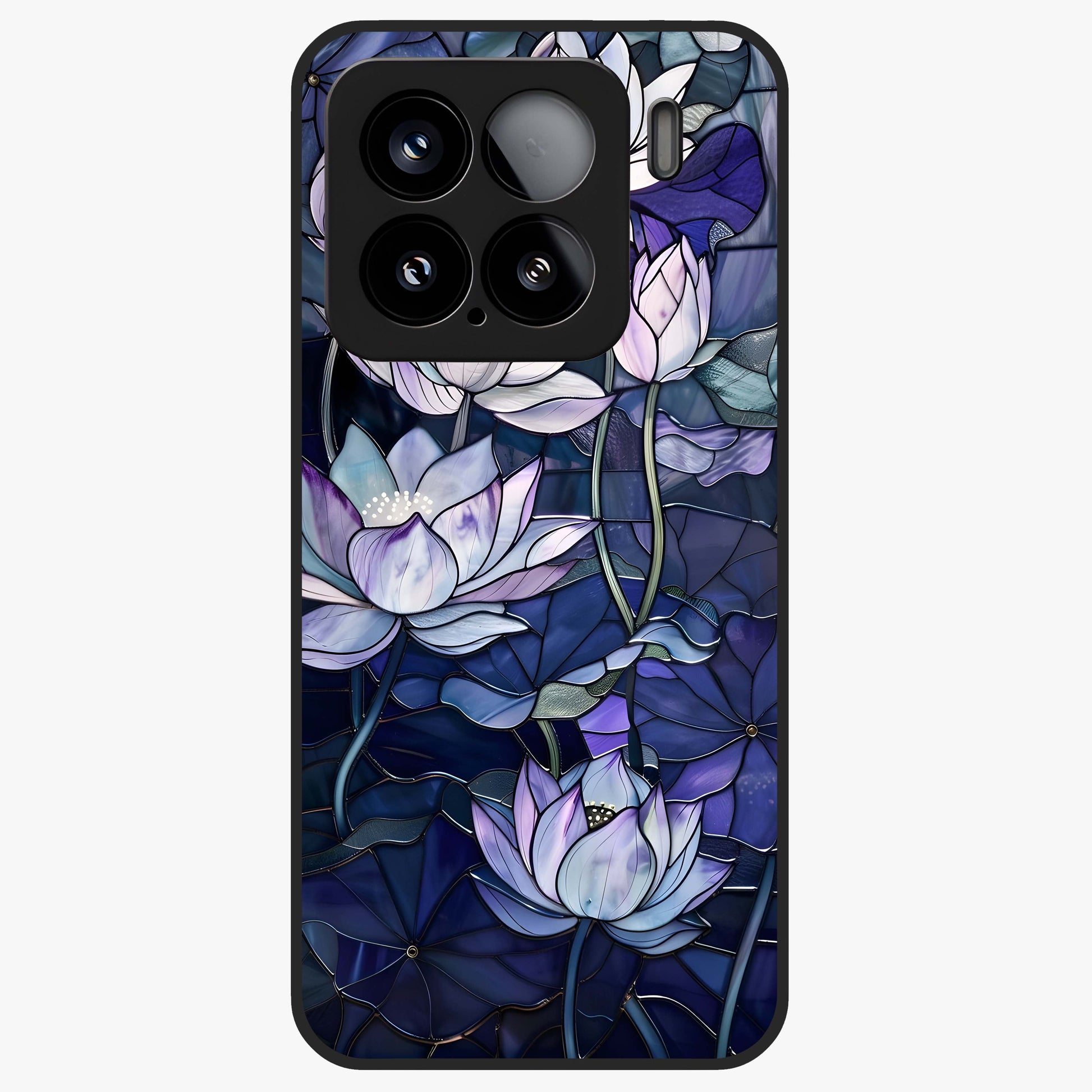 Gloss Petal Rush Glass Case showing flat back view with glossy flower petal artwork and smooth glass finish.