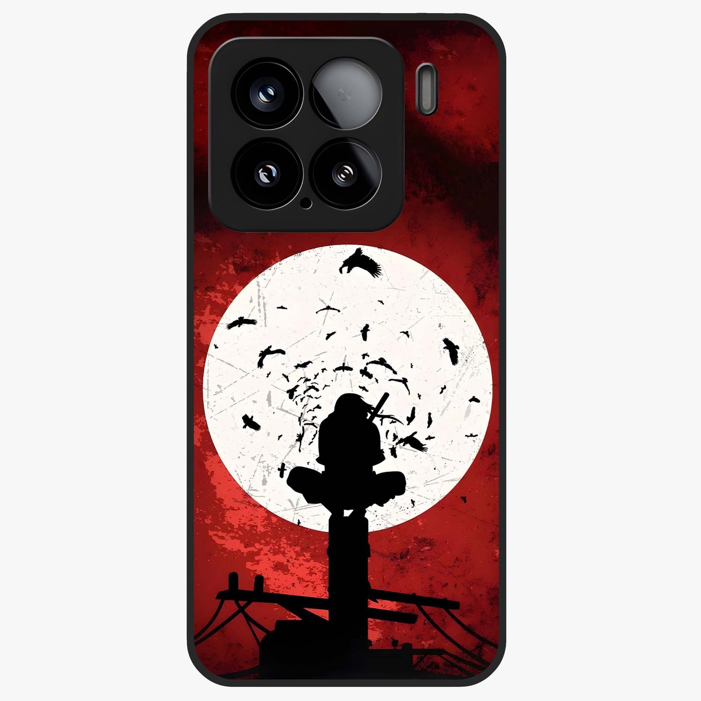 Itachi Limited Edition Naruto Anime Glass Case showing flat back view with iconic anime character artwork and glossy glass finish.