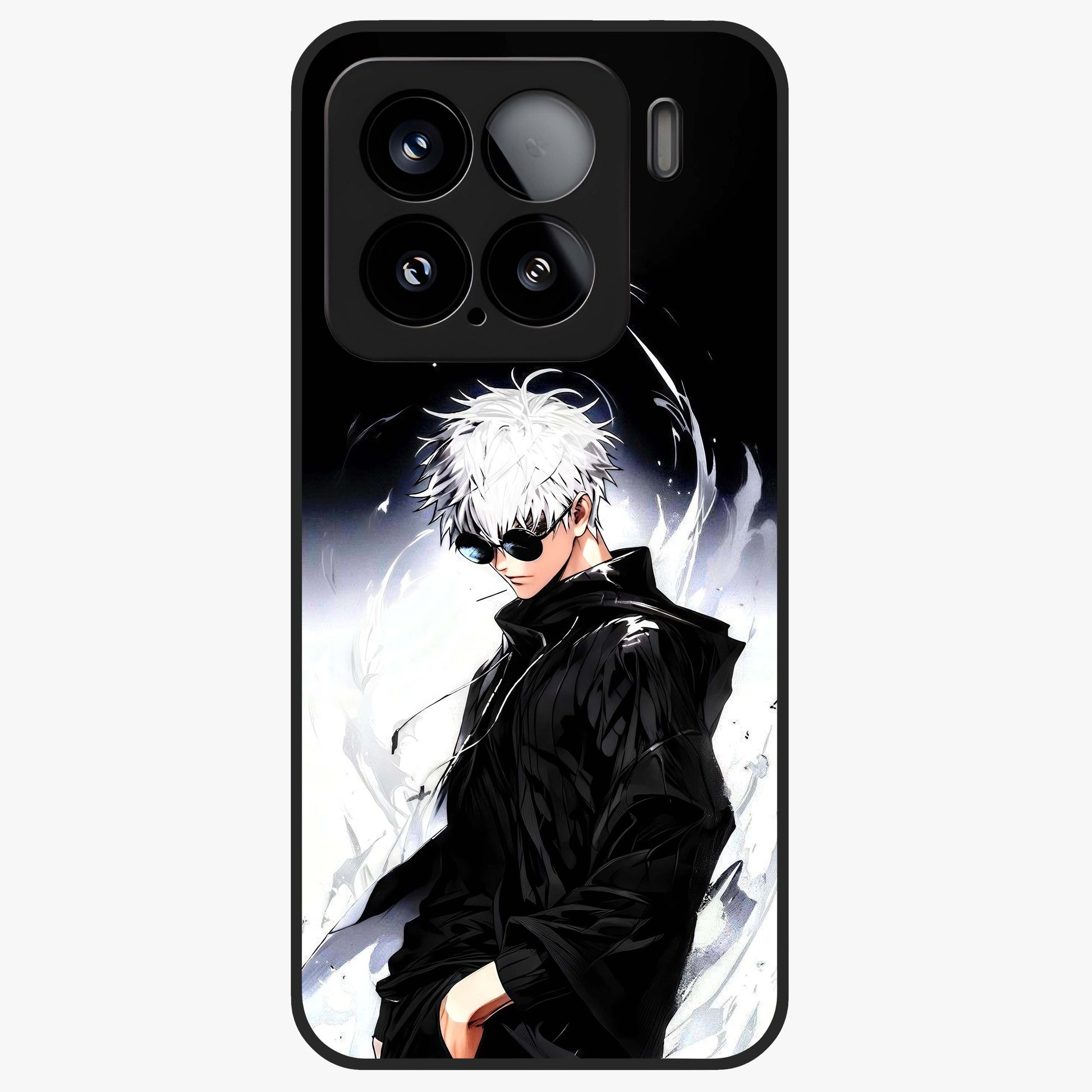 Limitless Shadow King Glass Case showing flat back view with powerful shadow warrior artwork and glossy glass finish.