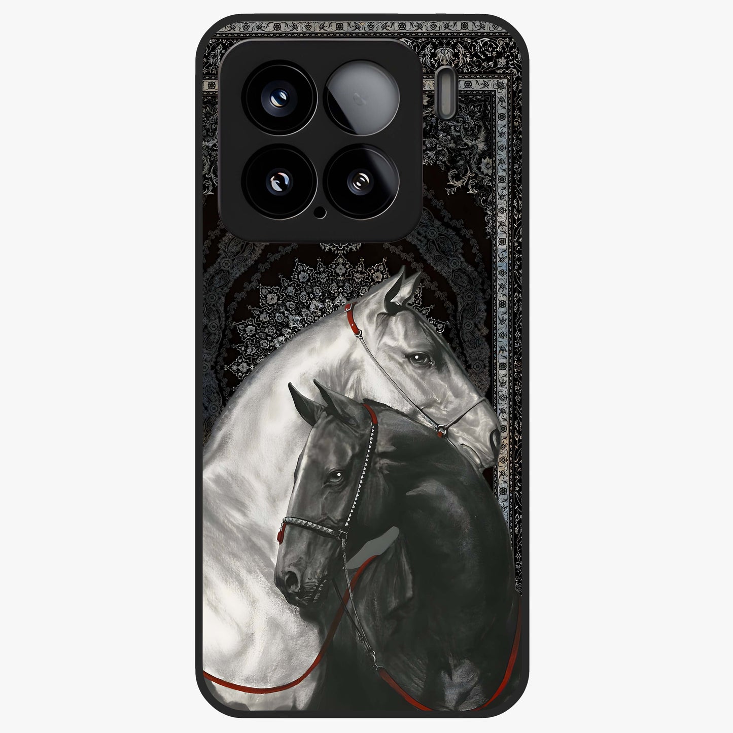 Majestic Ride Legacy Glass Case showing flat back view with powerful automotive inspired artwork and glossy glass finish.