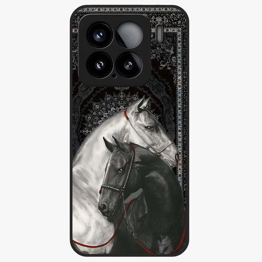 Majestic Ride Legacy Glass Case showing flat back view with powerful automotive inspired artwork and glossy glass finish.