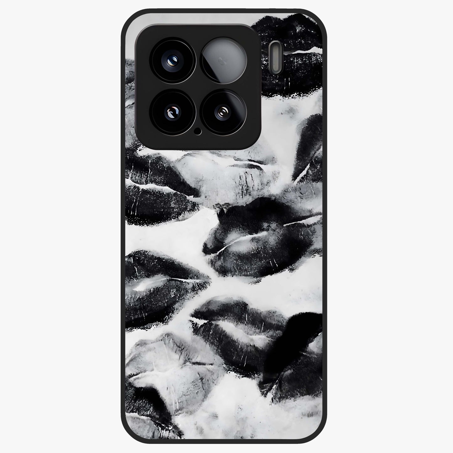 Midnight Kiss Marks Glass Case showing flat back view with lipstick kiss mark artwork and glossy glass finish.