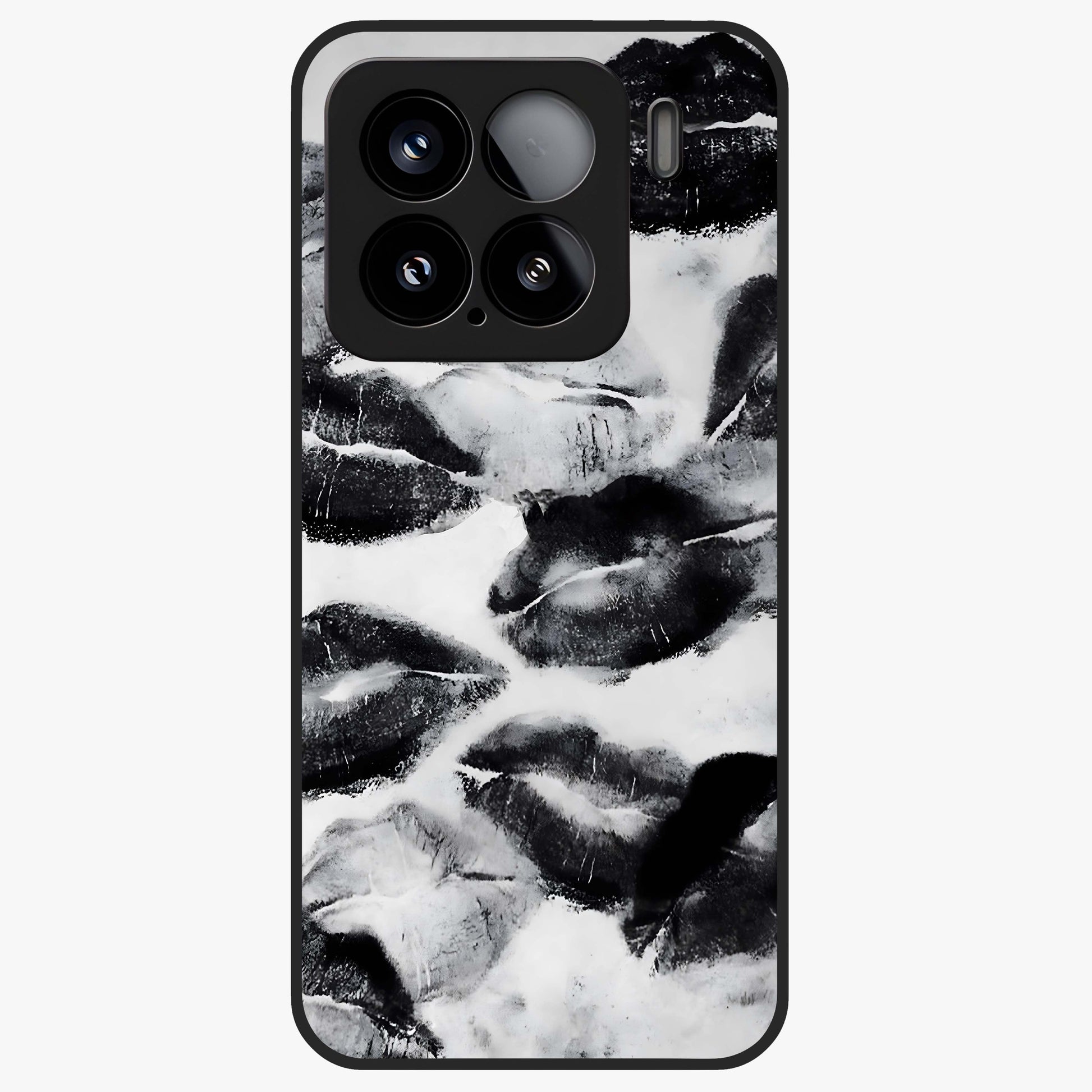 Midnight Kiss Marks Glass Case showing flat back view with lipstick kiss mark artwork and glossy glass finish.