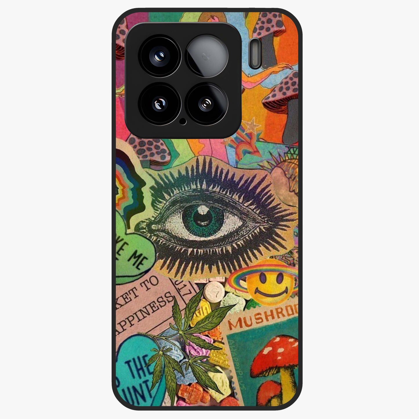 Mystic Eye Wonderland Glass Case showing flat back view with mystical eye themed artwork and glossy glass finish.