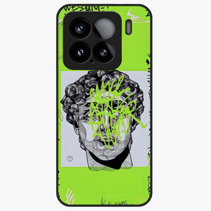 Neo Graffiti Rebellion Glass Case showing flat back view with vibrant graffiti artwork and glossy glass finish.