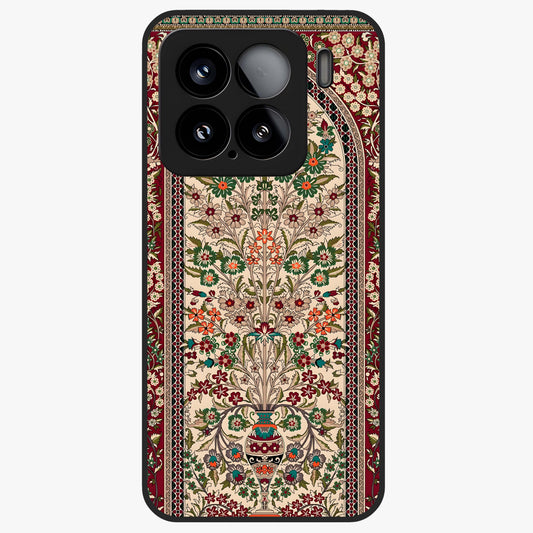 Persian Inspired Glass Case showing flat back view with ornate Persian style pattern artwork and glossy glass finish.