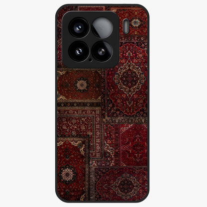 Persian Velvet Tale Glass Case showing flat back view with luxurious Persian velvet pattern artwork and glossy glass finish.