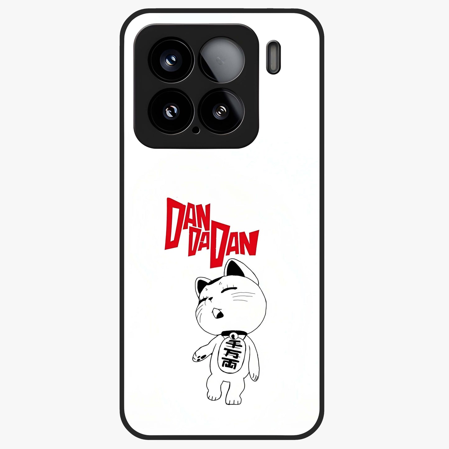 Playful Spirit Charm Glass Case showing flat back view with cheerful charm themed artwork and glossy glass finish.