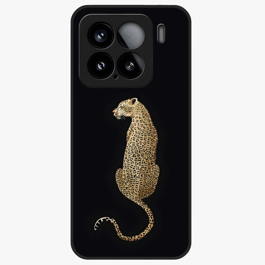 Regal Leopard Glass Case showing flat back view with bold leopard artwork and glossy glass finish.