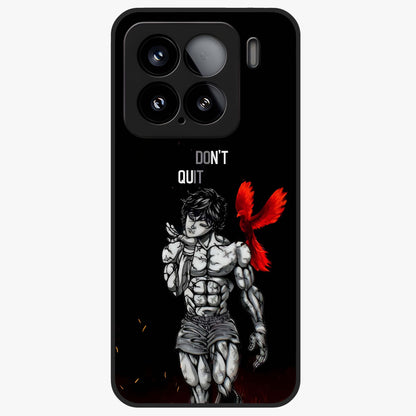 Rise Beyond Limits Glass Case showing flat back view with motivational typography artwork and glossy glass finish.