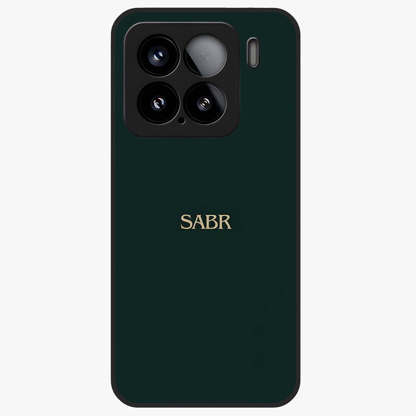 Sabr Minimal Patience Glass Case showing flat back view with minimalist typography artwork and glossy glass finish.