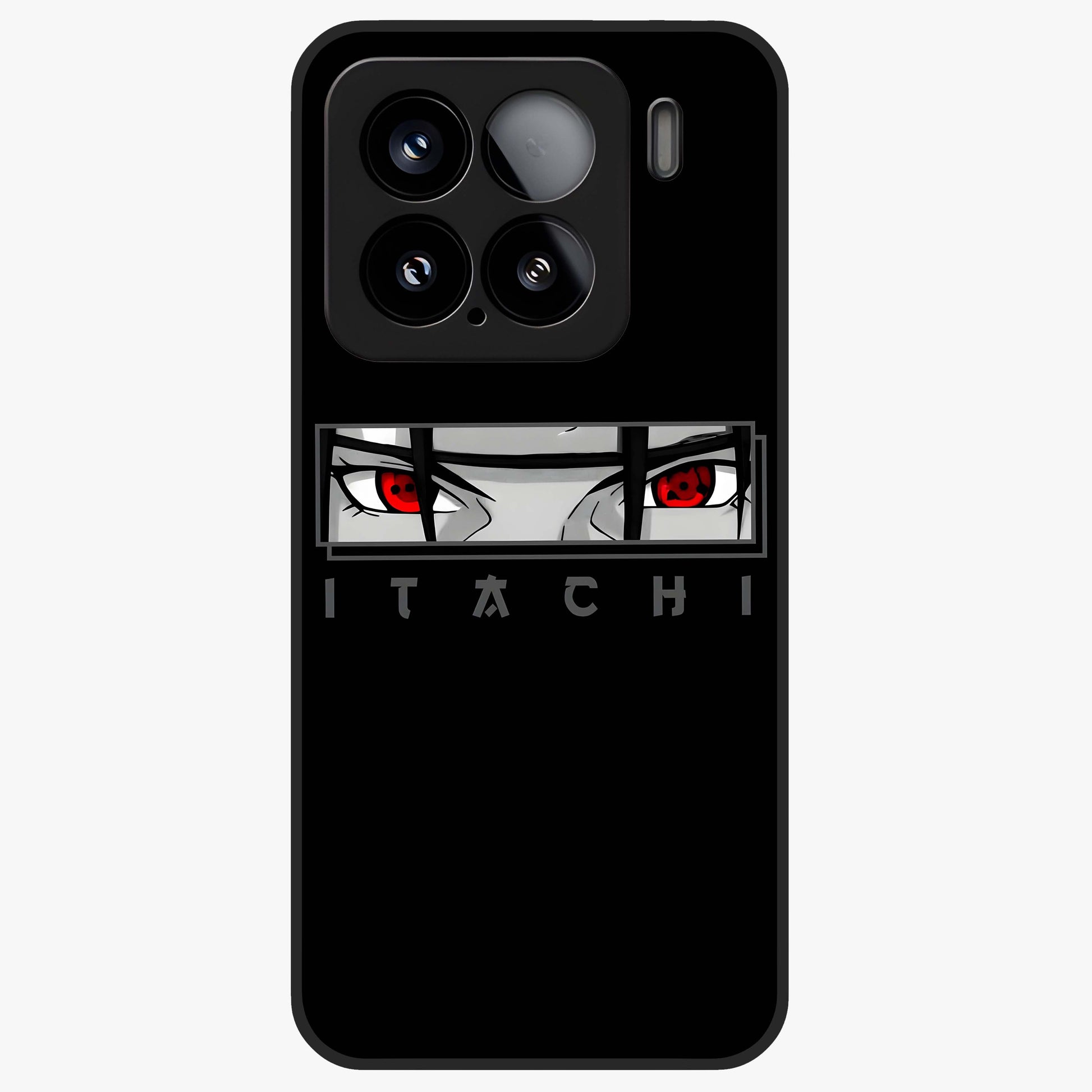 Scarlet Gaze Dominance Glass Case showing flat back view with striking red themed artwork and glossy glass finish.