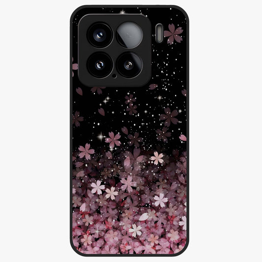 Small Starry Flowers Glass Case showing flat back view with delicate starry floral artwork and glossy glass finish.