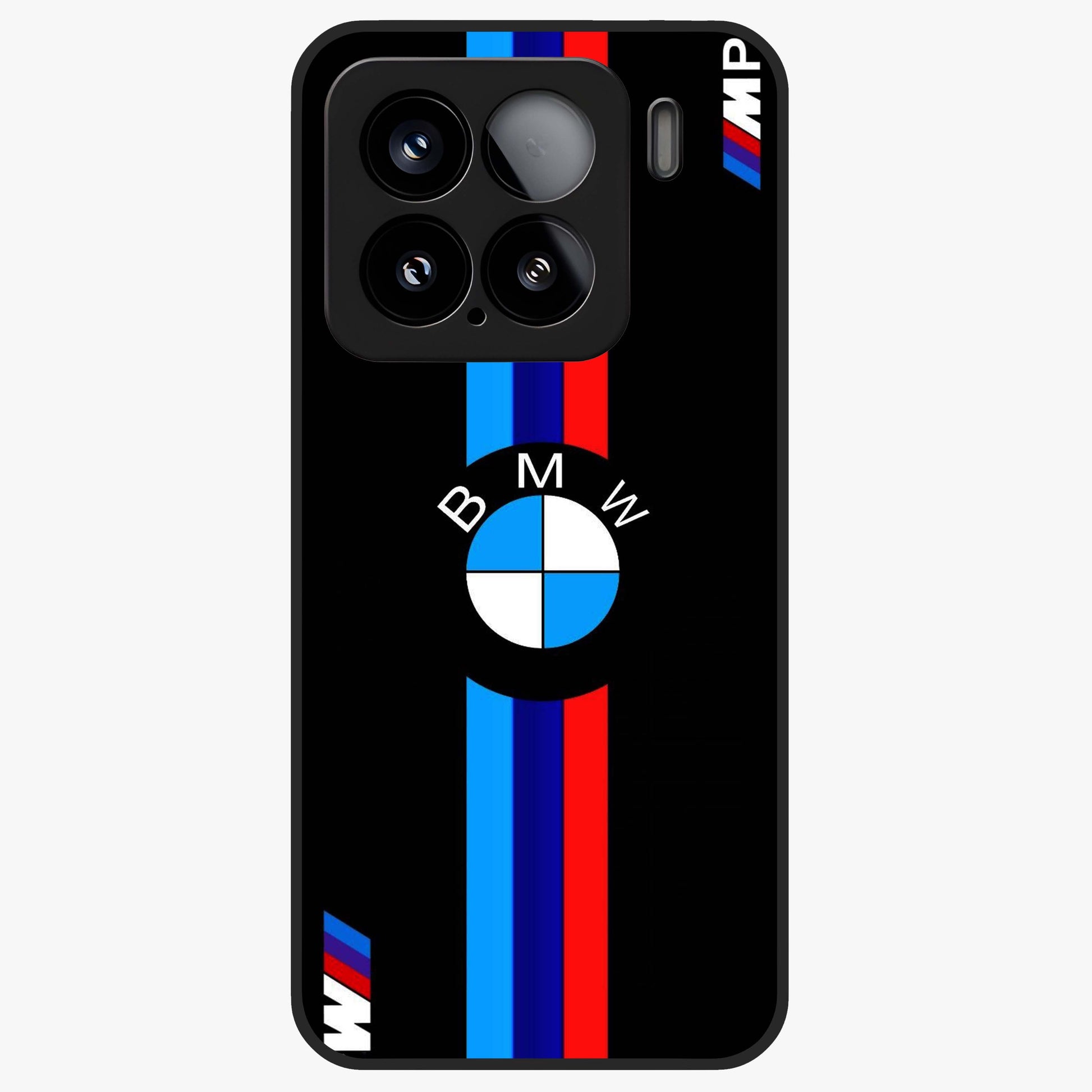 Turbo BMW Beast Glass Case showing flat back view with high performance sports car artwork and glossy glass finish.