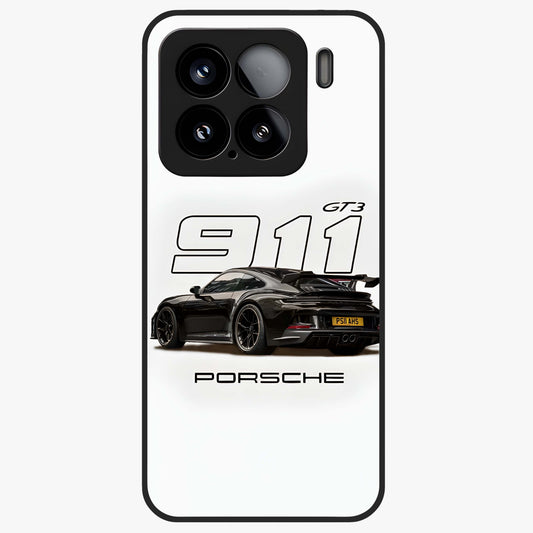 Turbo Legacy Icon Glass Case showing flat back view with iconic sports car inspired artwork and glossy glass finish.