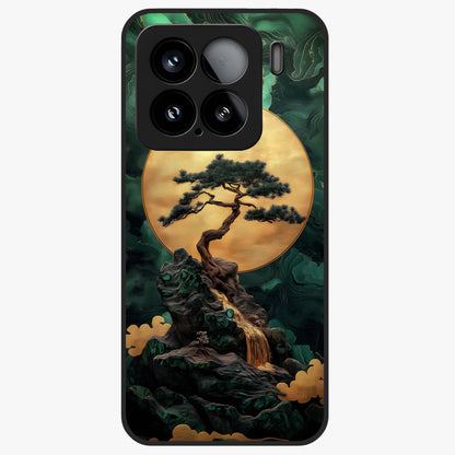 Zen Moon Rise Glass Case showing flat back view with calm moonrise artwork and glossy glass finish.