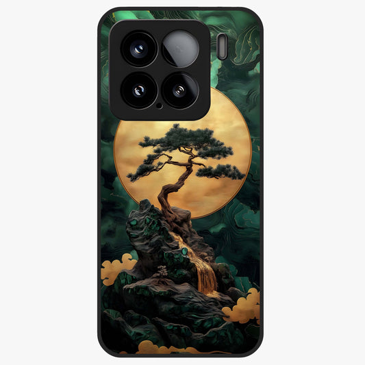 Zen Moon Rise Glass Case showing flat back view with calm moonrise artwork and glossy glass finish.
