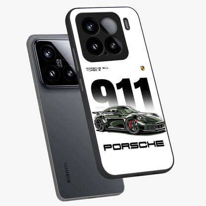 911 Turbo Dominance Glass Case displayed in premium angled mockup highlighting sporty car illustration and sleek glass surface.