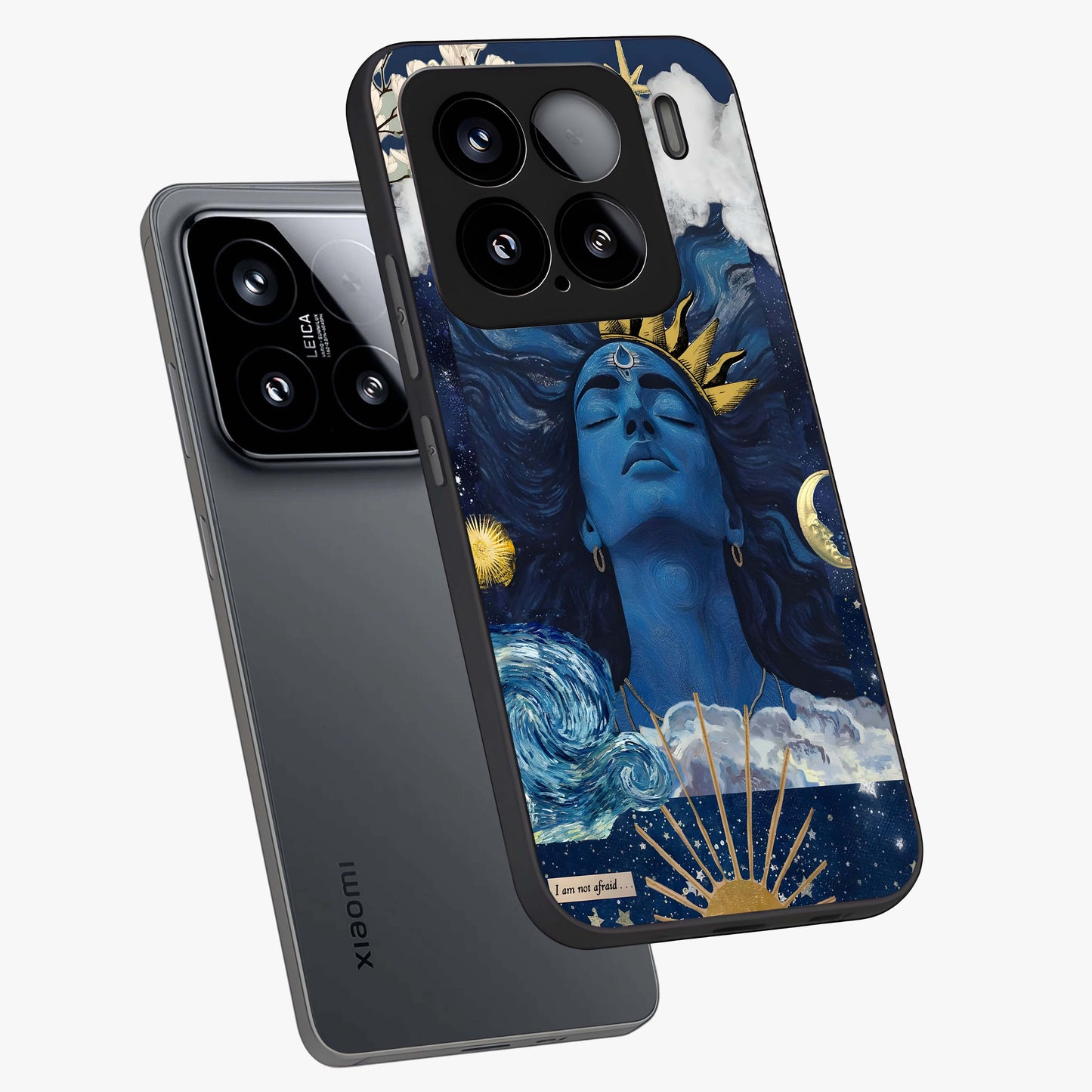 Aesthetic Lord Shiva Glass Case displayed in angled mockup highlighting spiritual Shiva illustration and sacred aesthetic design.