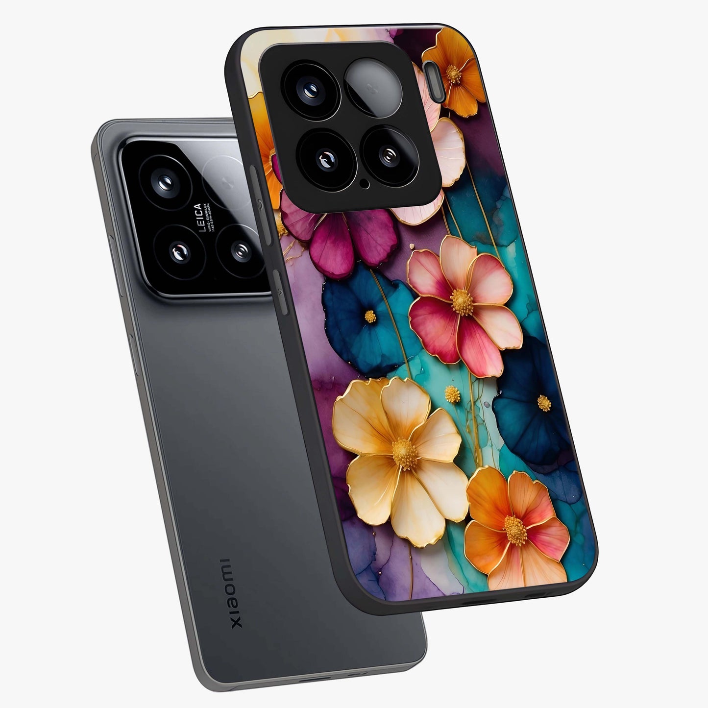 Artlyn Grace Flower Pattern Glass Case displayed in angled mockup highlighting delicate flower pattern design and smooth glass surface.