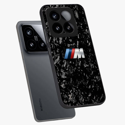 Carbon Speed Mark Glass Case displayed in angled mockup highlighting racing inspired carbon design and sleek aesthetic style.