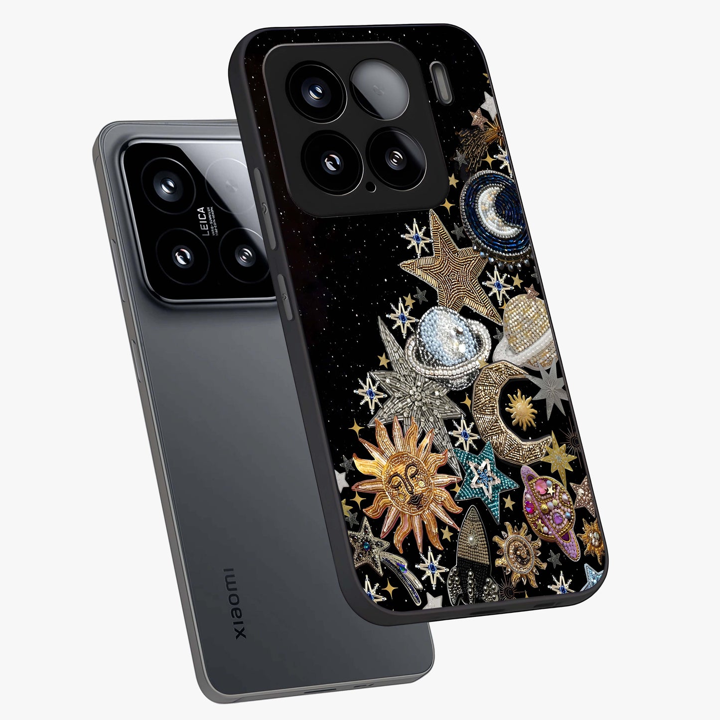 Cosmic Sparkle Dreams Glass Case displayed in angled mockup highlighting dreamy star sparkle design with celestial aesthetic.