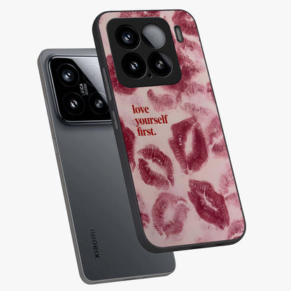 Crimson Kiss Love Glass Case displayed in angled mockup highlighting bold love inspired design with modern aesthetic style.