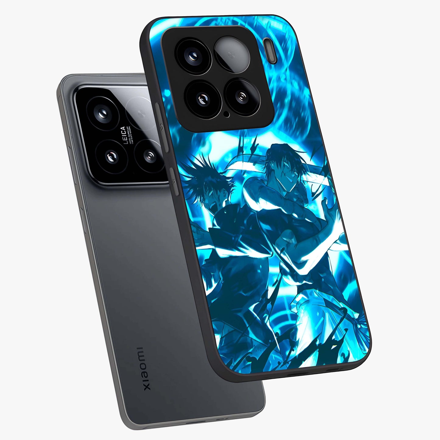 Cursed Energy Clash Glass Case displayed in angled mockup highlighting powerful battle inspired graphic with anime style aesthetic.