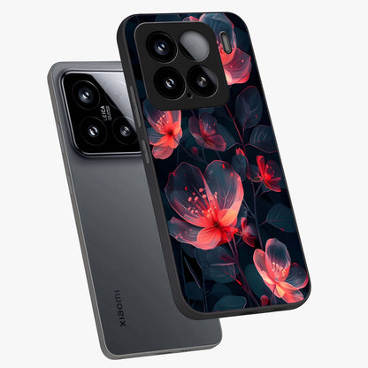 Dark Shade of Flower Glass Case displayed in angled mockup highlighting moody floral illustration with aesthetic dark tones.