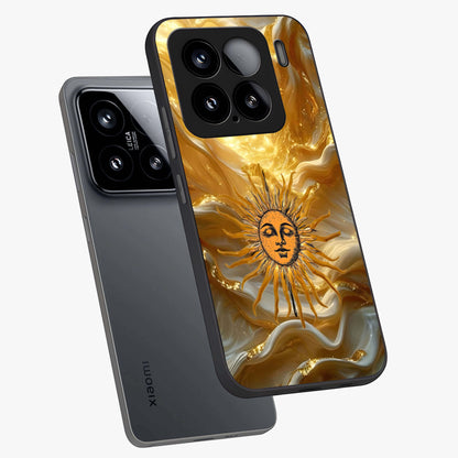 Eternal Golden Glow Glass Case displayed in angled mockup highlighting glowing golden aesthetic design with elegant style.