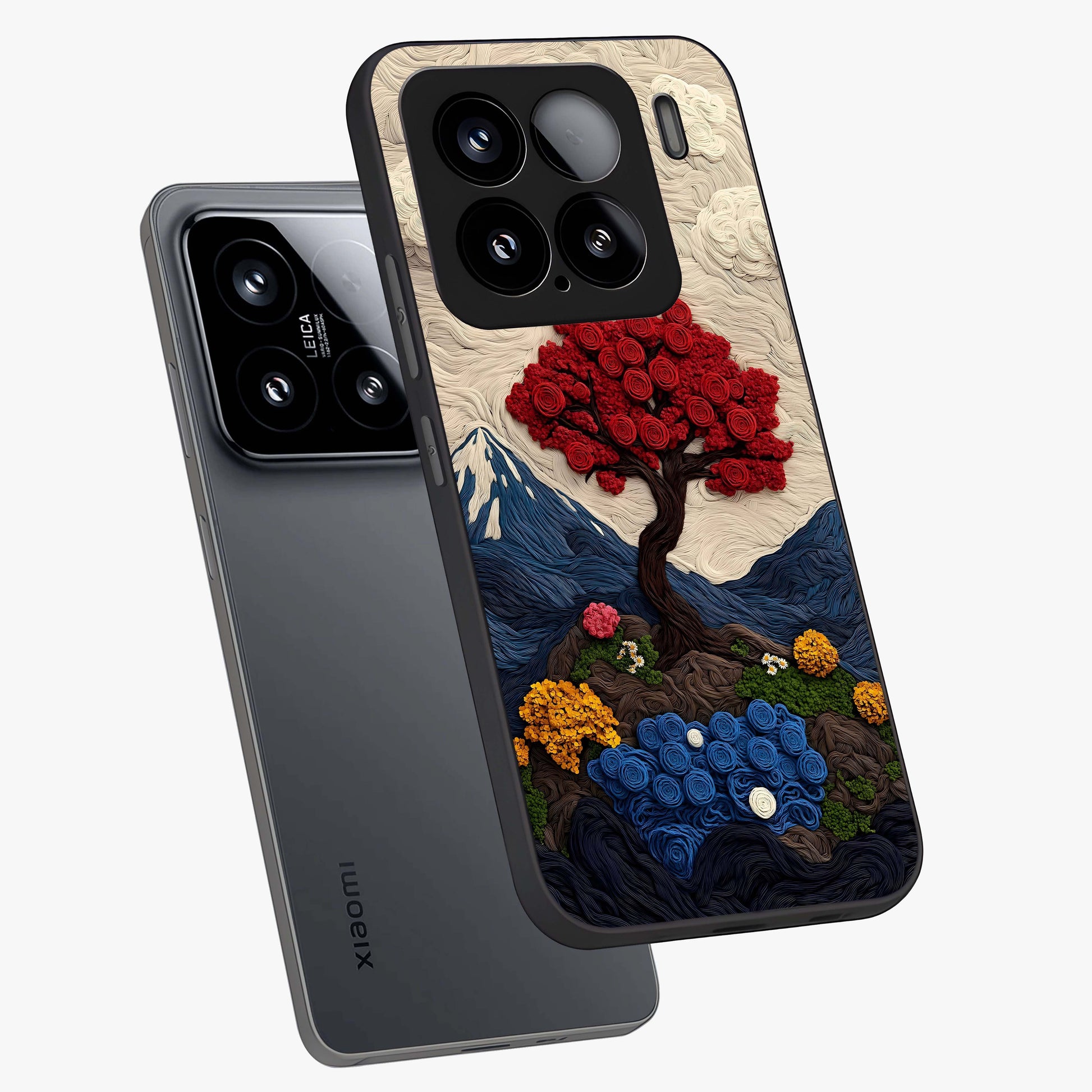 Eternal Nature Tapestry Glass Case displayed in angled mockup highlighting detailed botanical pattern with artistic aesthetic.