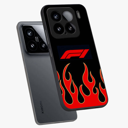 Fire F11 Glass Case displayed in angled mockup highlighting bold fire inspired graphic with energetic aesthetic style.