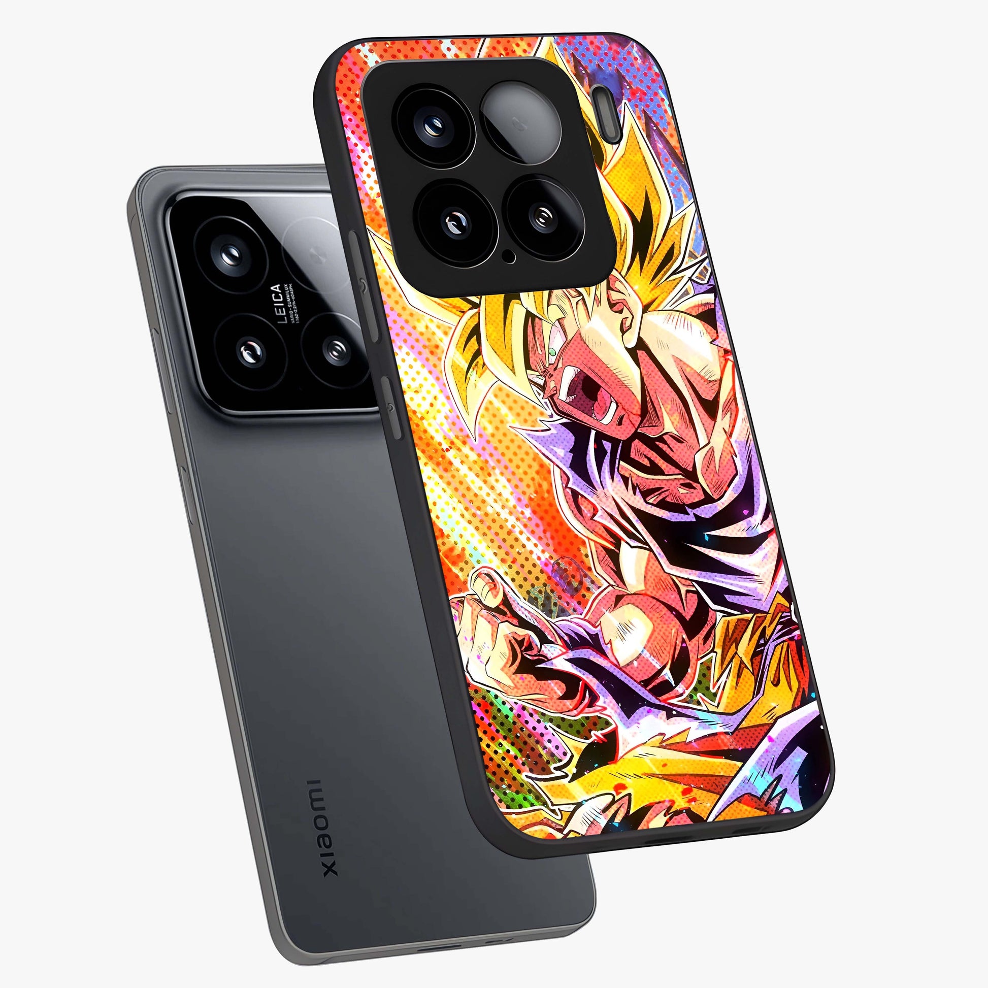 Firing Goku Glass Case displayed in angled mockup highlighting dynamic anime character design with action aesthetic.
