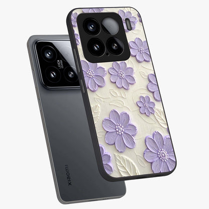 Floral Wall Art With Purple Flowers Glass Case displayed in angled mockup highlighting vibrant purple floral illustration with artistic aesthetic.