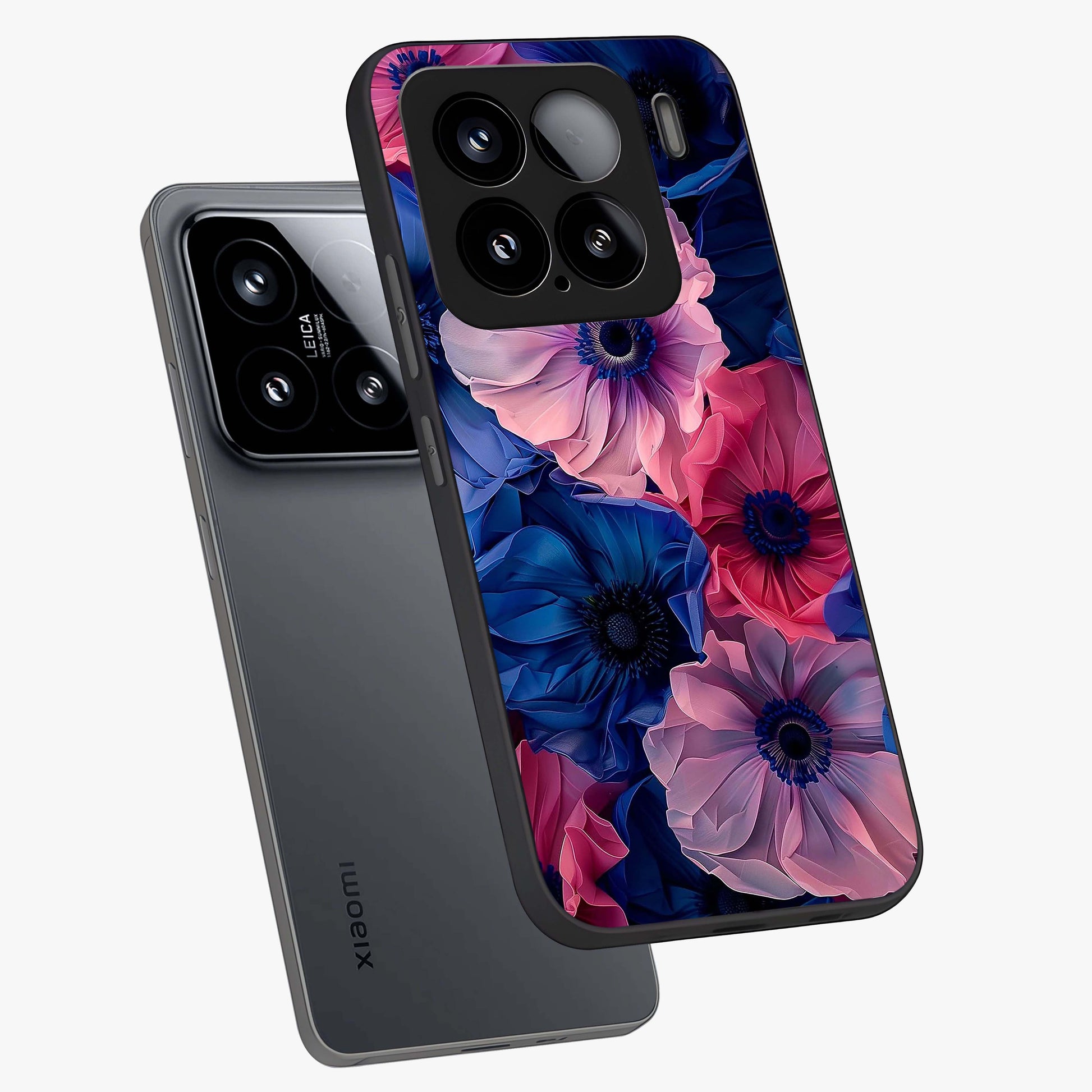Flower Paper Art Pattern Glass Case displayed in angled mockup highlighting layered paper flower design with artistic aesthetic.