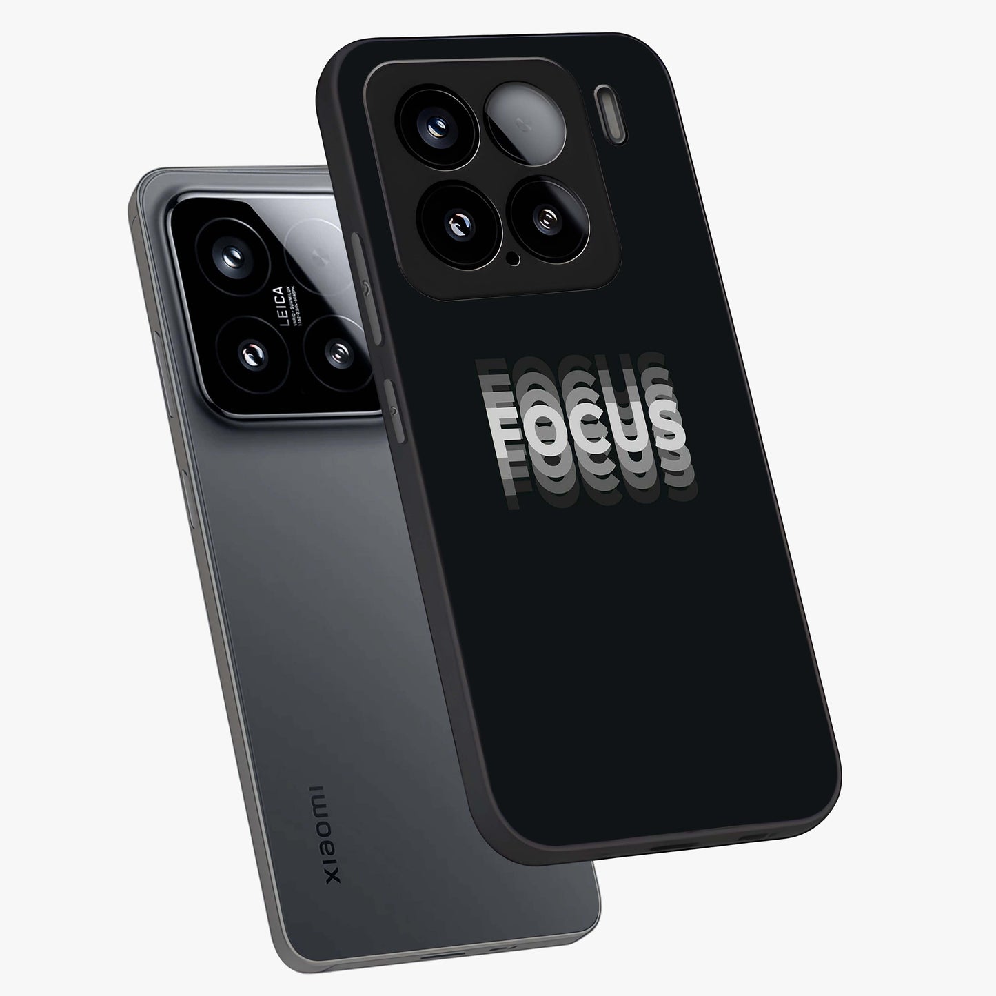 Focus Mode On Glass Case displayed in angled mockup highlighting clean minimal text artwork with modern aesthetic style.