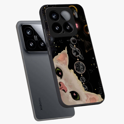 Galactic Cat Glass Case displayed in angled mockup highlighting celestial feline illustration with galaxy aesthetic style.