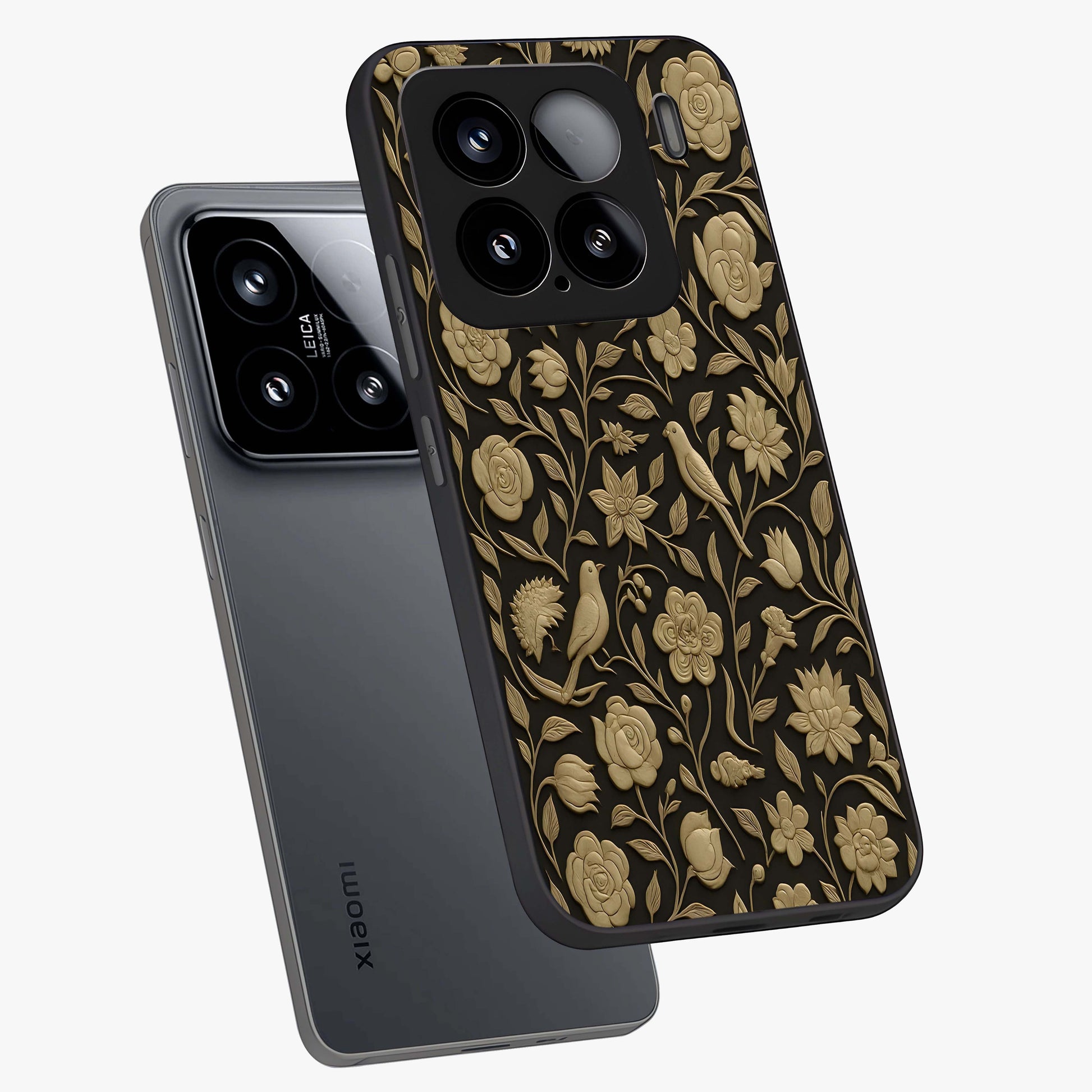 Golden Evil Eye Mandala Glass Case displayed in angled mockup highlighting protective evil eye symbol with golden mandala design.