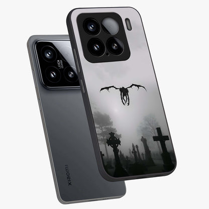 Graveyard Shadow Descent Glass Case displayed in angled mockup highlighting eerie shadow illustration with gothic aesthetic.