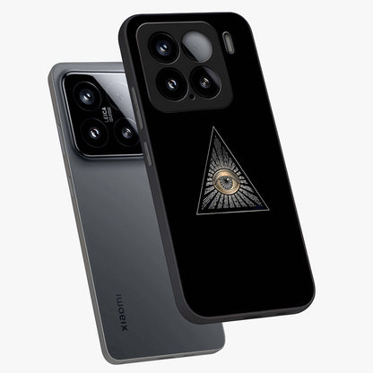 Illuminati Evil Glass Case displayed in angled mockup highlighting dark occult inspired design with bold aesthetic style.