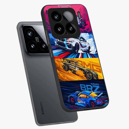 JDM Sports Car Glass Case displayed in angled mockup highlighting sleek Japanese racing car design with automotive aesthetic.