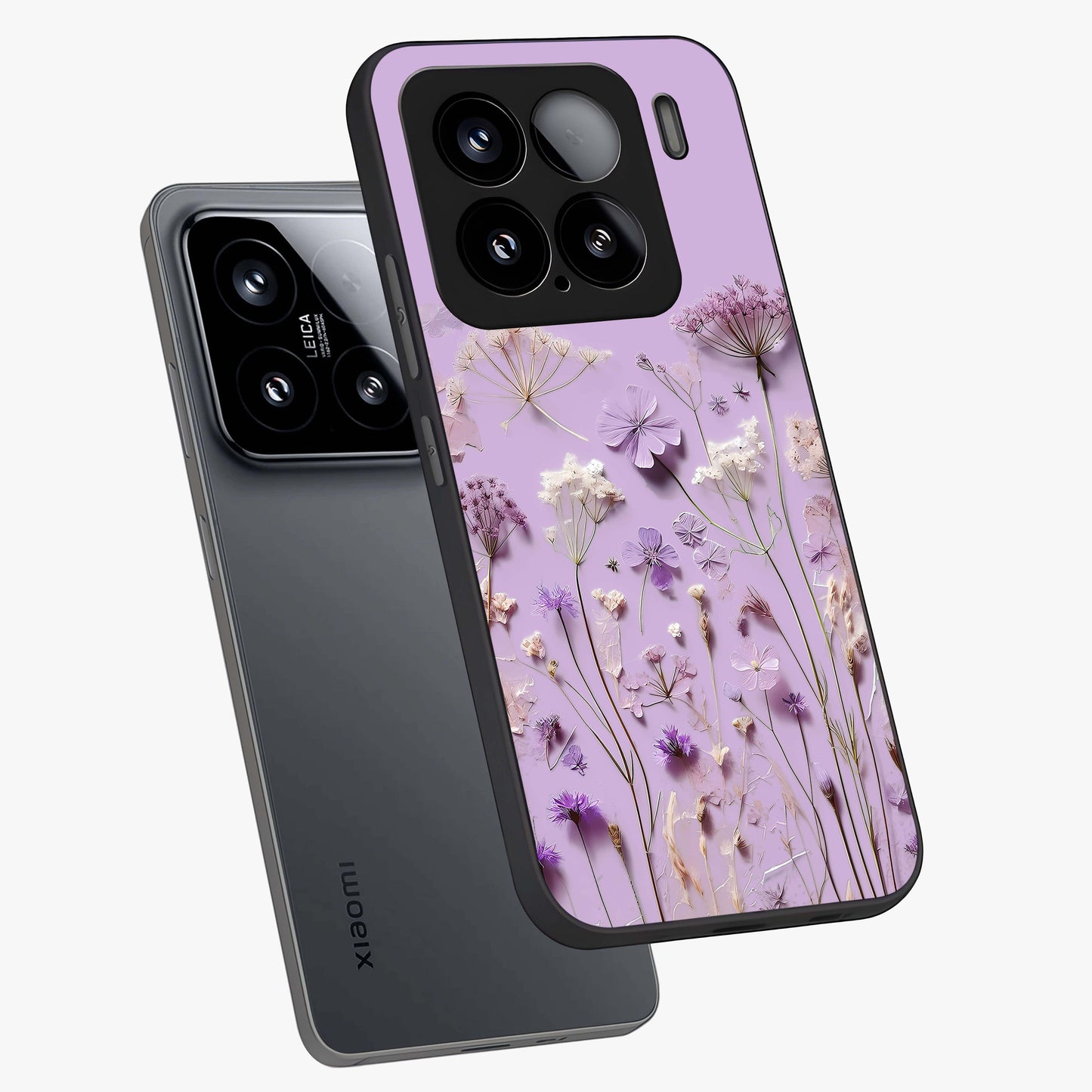 Lavender Blossom Dream Glass Case displayed in angled mockup highlighting dreamy lavender flower design with calming aesthetic style.