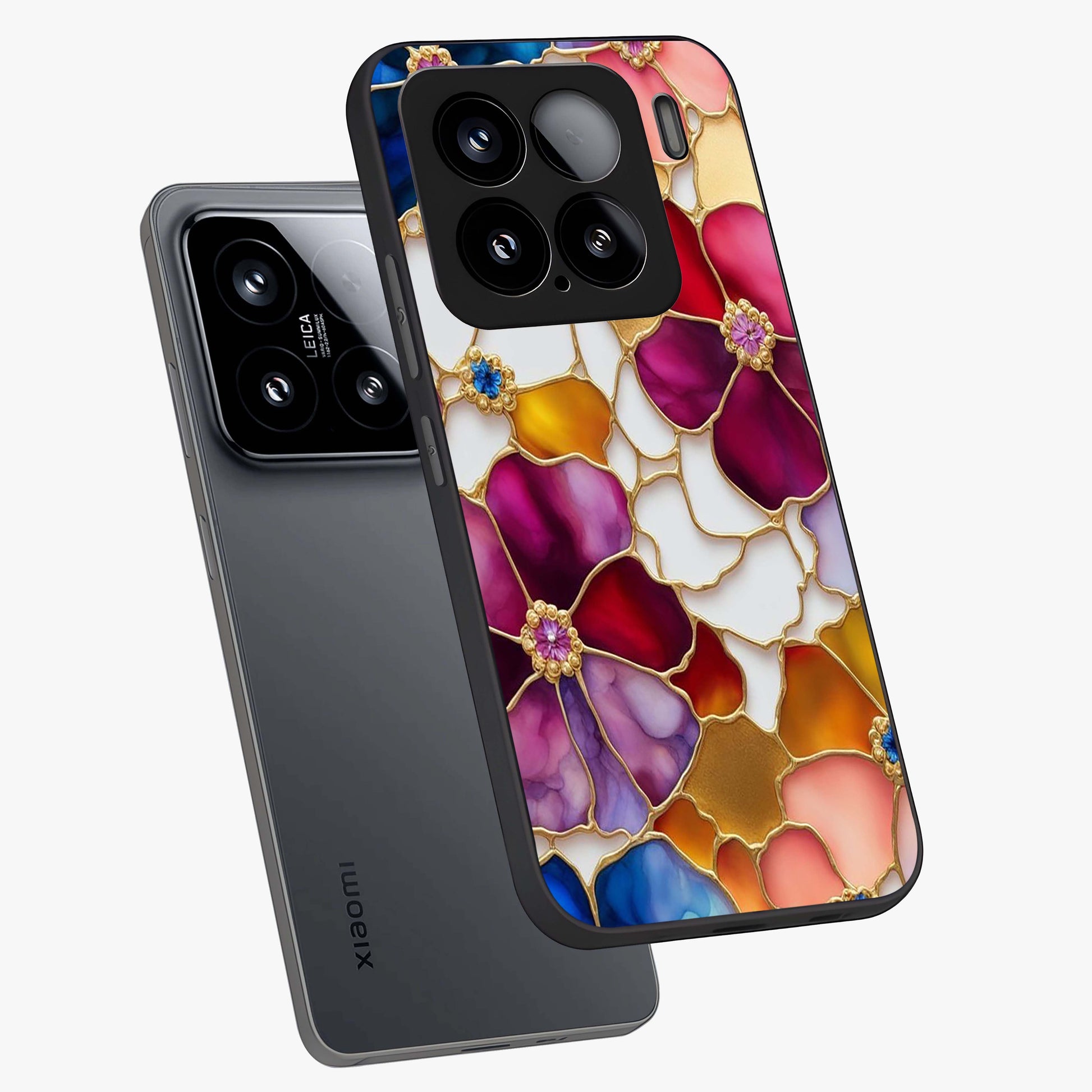 Marble Flower Pattern Glass Case displayed in angled mockup highlighting elegant marble floral design with modern aesthetic.