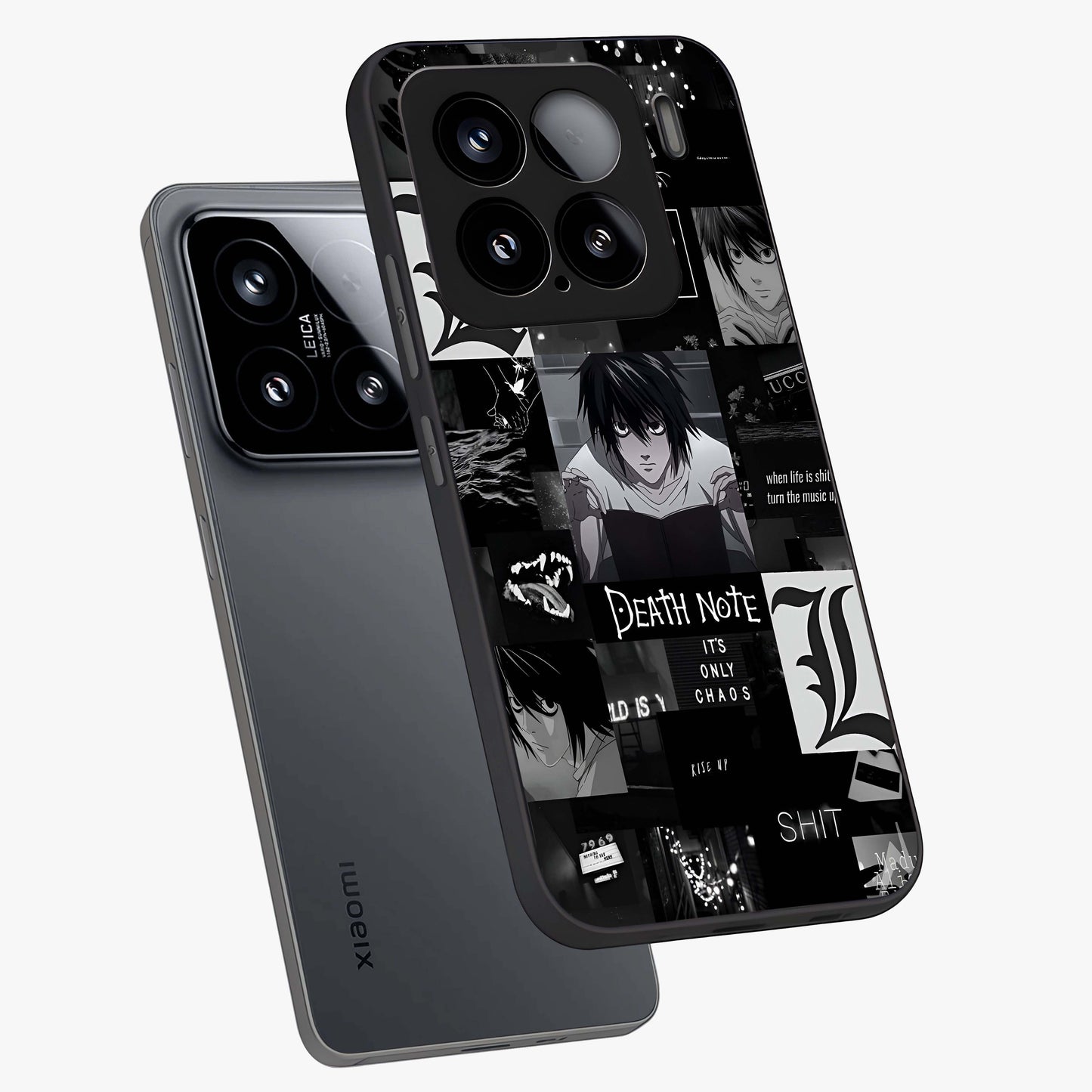 Midnight Chaos Mind Glass Case displayed in angled mockup highlighting chaotic artistic design with dramatic midnight aesthetic.