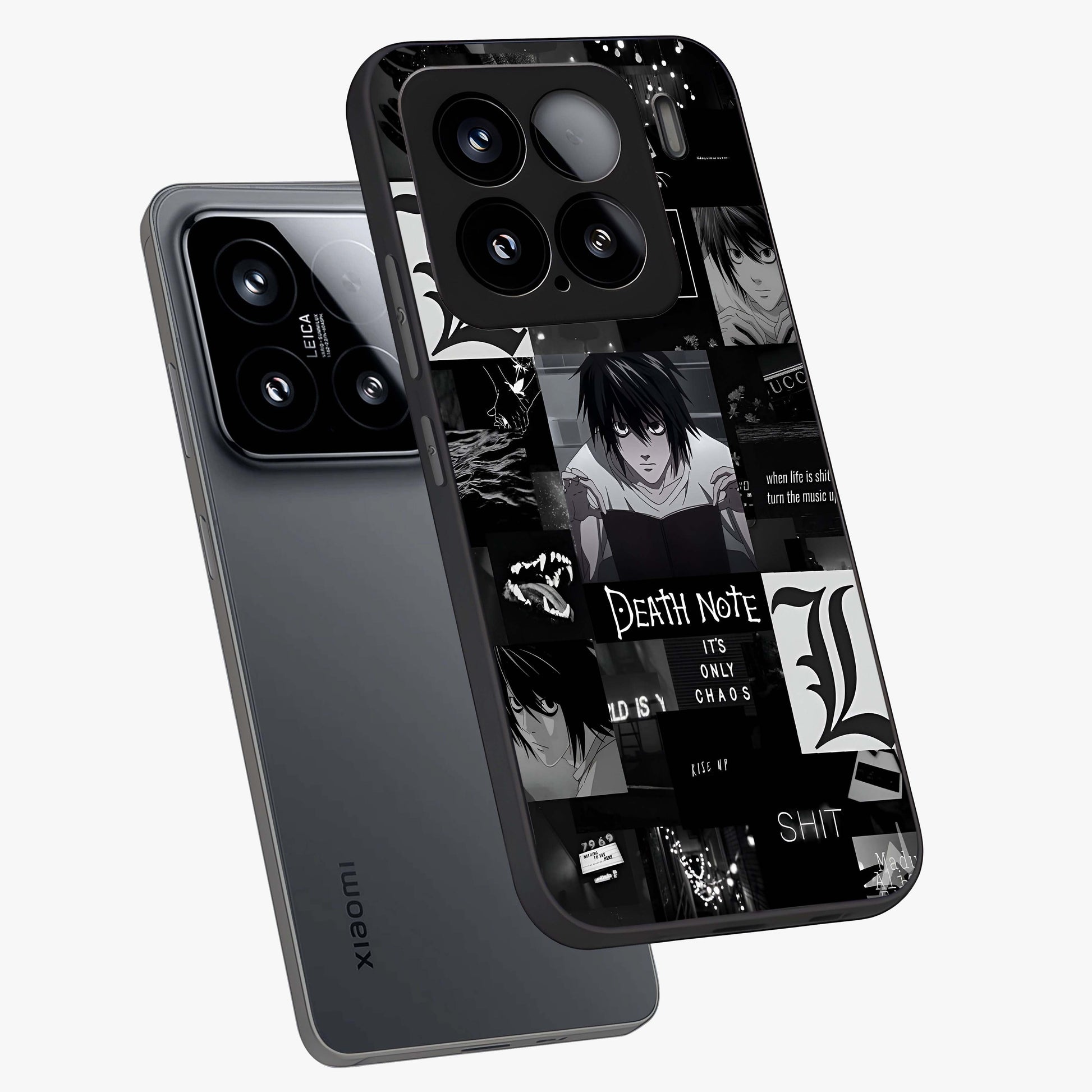Midnight Chaos Mind Glass Case displayed in angled mockup highlighting chaotic artistic design with dramatic midnight aesthetic.