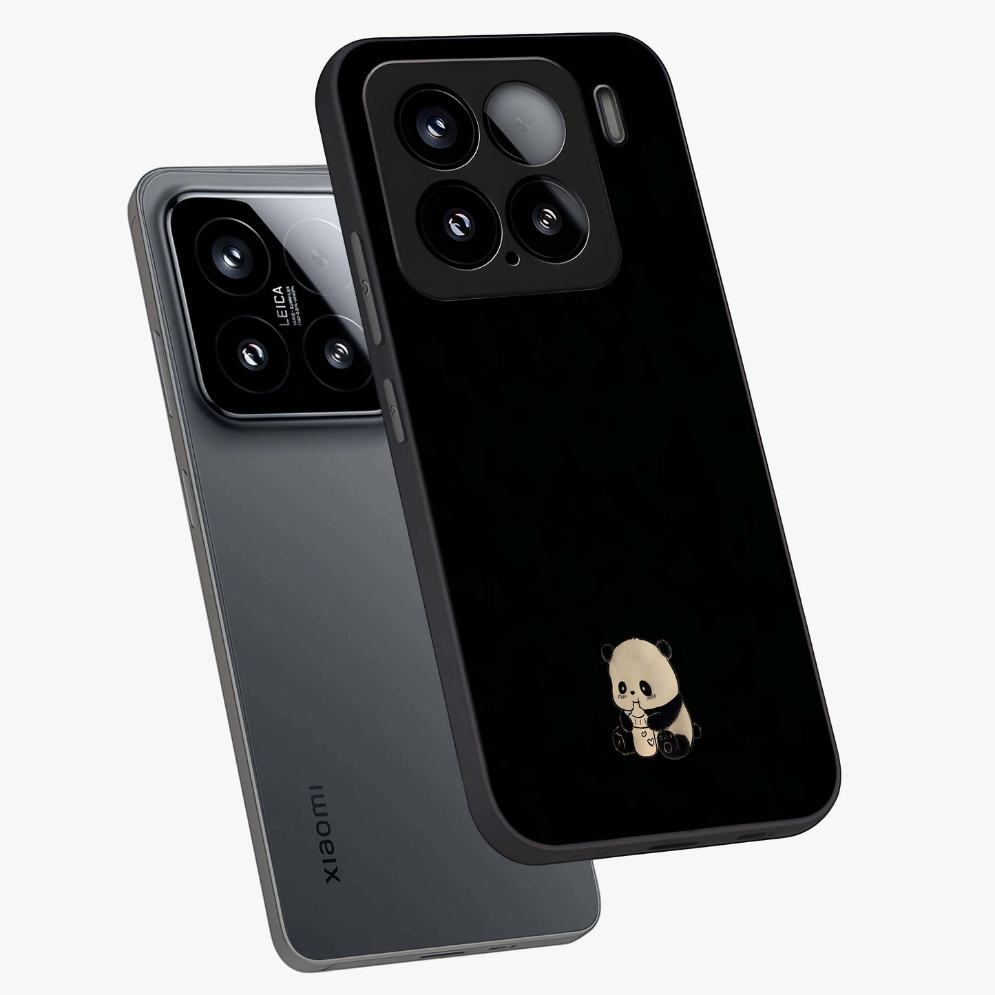 Midnight Panda Love Glass Case displayed in angled mockup highlighting adorable panda illustration with midnight aesthetic.