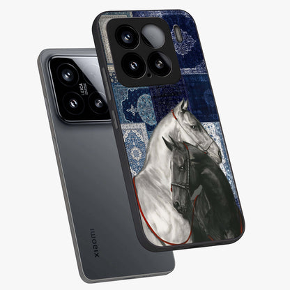 Midnight Stallion Blues Glass Case displayed in angled mockup highlighting powerful stallion illustration with deep midnight tones.