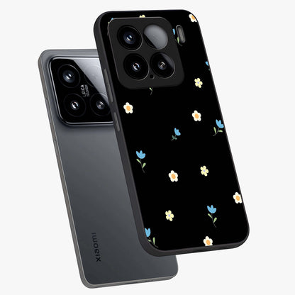Minimal Petal Whispers Glass Case displayed in angled mockup highlighting delicate petal design with clean minimal aesthetic.