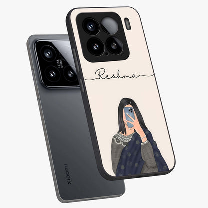 Mirror Mood Muse With Custom Name Glass Case displayed in angled mockup highlighting aesthetic mirror inspired design with custom name feature.