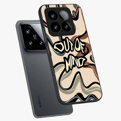 Out Of Mind Glass Case displayed in angled mockup highlighting bold statement design with modern artistic aesthetic.